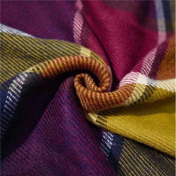 Blanket Scarf Long Plaid Women's Chunky Oversized Winter Fall Winter Purple - Picture 3 of 6